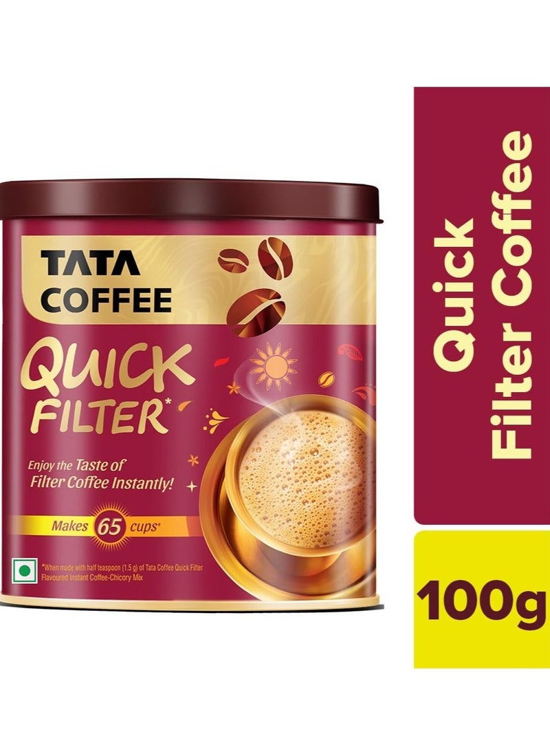 Tata - Tata Coffee Quick Filter Tin  100G  Makes 65 Cups Powder Coffee  Can Easy To Make  Instant Coffee Chicory Mix - Image 1