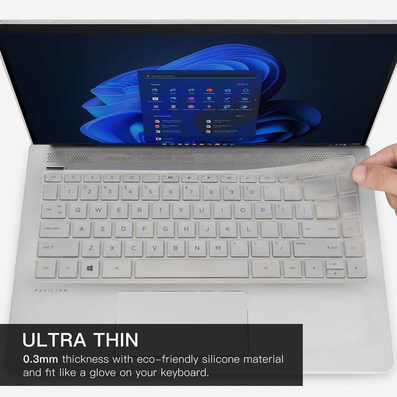 CaseBuy غطاء لوحة المفاتيح لجهاز HP 14 لابتوب و HP Pavilion x360 14 14-dq 14-fq 14m-ba/cd/dh 14-df/dk/ds/BF/CM 14-CF 14-dq0040nr 14-dq0052dx 14-dq0762dx dq0760dx 14-dq5043cl 14-dq0055dx 14-fq1025nr/fq0033dx - شفاف - Image 3