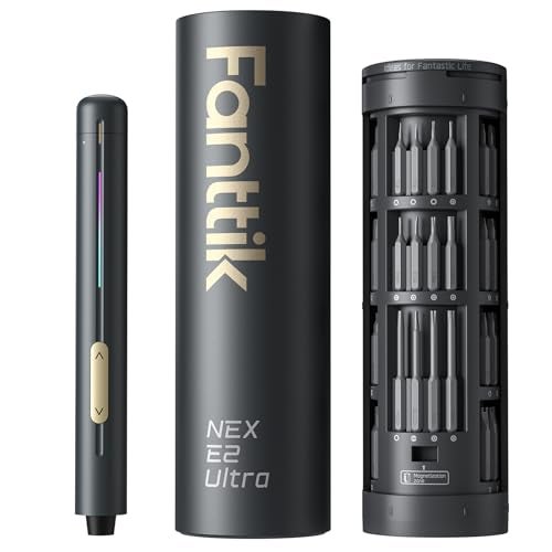 Fanttik E2 Ultra Mini Electric Screwdriver, Cordless Screwdriver, Max 0.6N.m, 50 Magnetic Bits, 5/32'' Hex, Magnetic Storage, Repair Tool for Electronics, Camera, Laptop, and PC Build (Grey) - Image 1