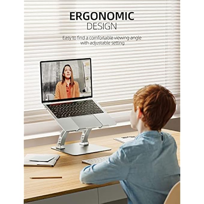 nulaxy LAPTOP STAND FOR DESK, ERGONOMIC HEIGHT ANGLE ADJUSTABLE LAPTOP RISER HOLDER WITH HEAT-VENT COMPUTER STAND COMPATIBLE WITH 10-17" UP TO 22 LBS LAPTOP NOTEBOOK COMPUTER SILVER - Image 2