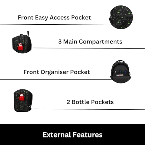 HYDER 35L Zippy Latest And Trendy Stylish Waterproof College/Casual/School Bag/Backpack For Kids, Boys, Girls, Men And Women | Best Bags For Everyday Use (Black) - Image 3
