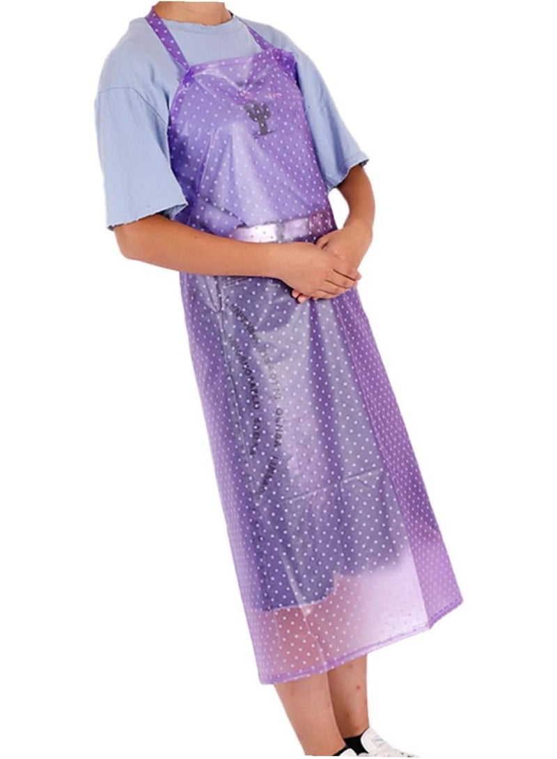 Waterproof cooking apron (6-piece set): An oil-resistant kitchen apron designed for household cooking and cleaning tasks; made from acid- and alkali-resistant plastic to provide protection for the wearer. Color: Purple. - Image 1