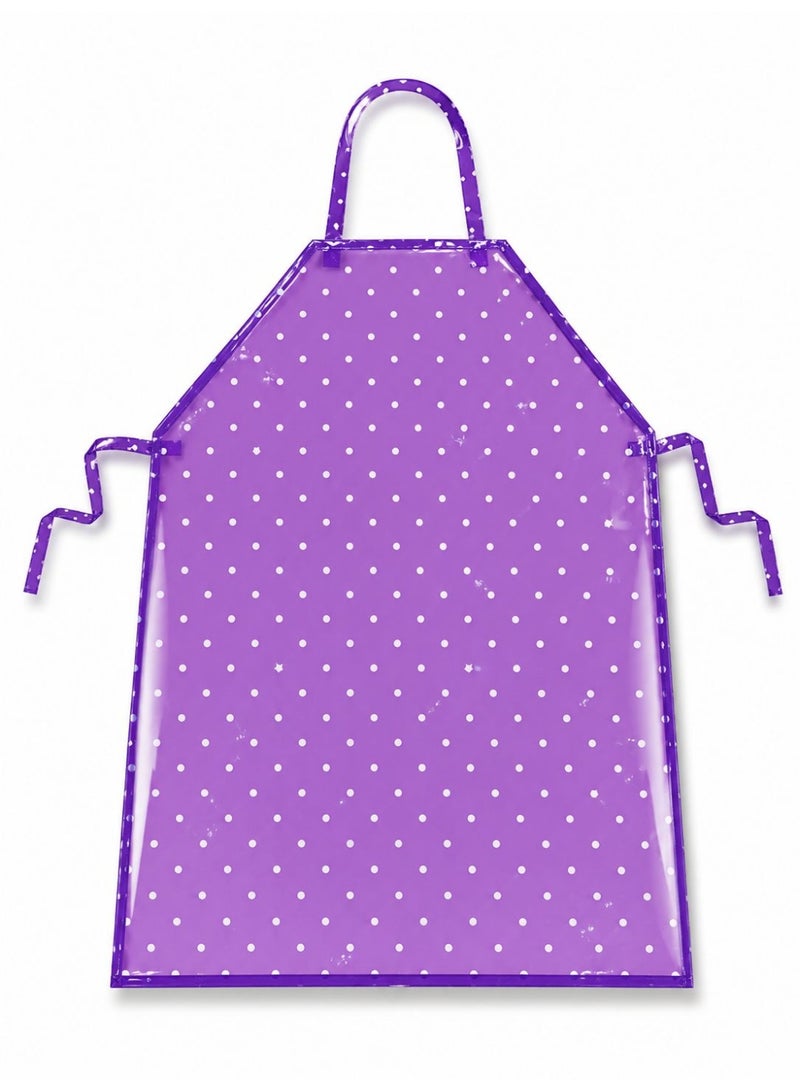 Waterproof cooking apron (6-piece set): An oil-resistant kitchen apron designed for household cooking and cleaning tasks; made from acid- and alkali-resistant plastic to provide protection for the wearer. Color: Purple. - Image 2