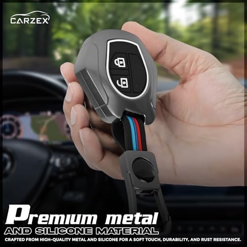 Carzex Car Key Cover Compatible with Suzuki Swift, Dzire, WagonR, Baleno, Ertiga, Alto, Brezza, Ignis, Ciaz, Celerio – 2 Button Metal + Silicone Protective Shell - Image 2