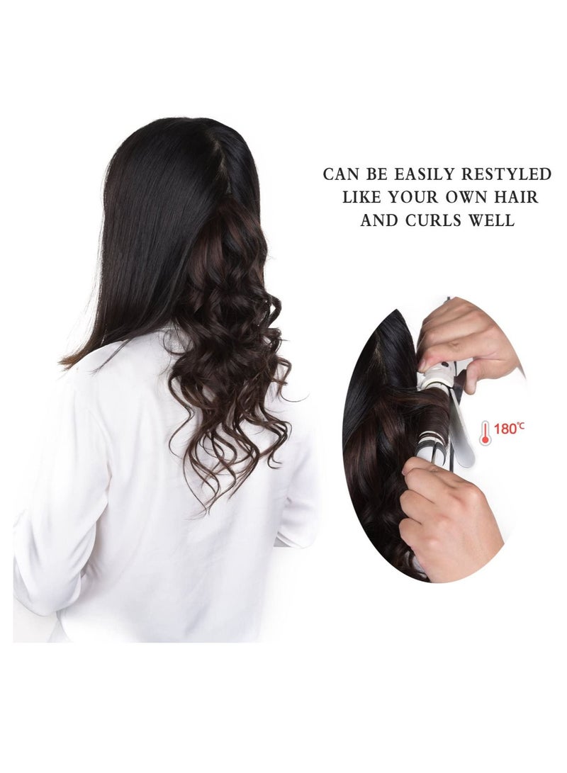 إستيل وصلات شعر بشري ريمي للسيدات مشبك شعر بشري طويل مستقيم حريري على وصلات 100 جرام 4 قطع بني فاتح - Image 4