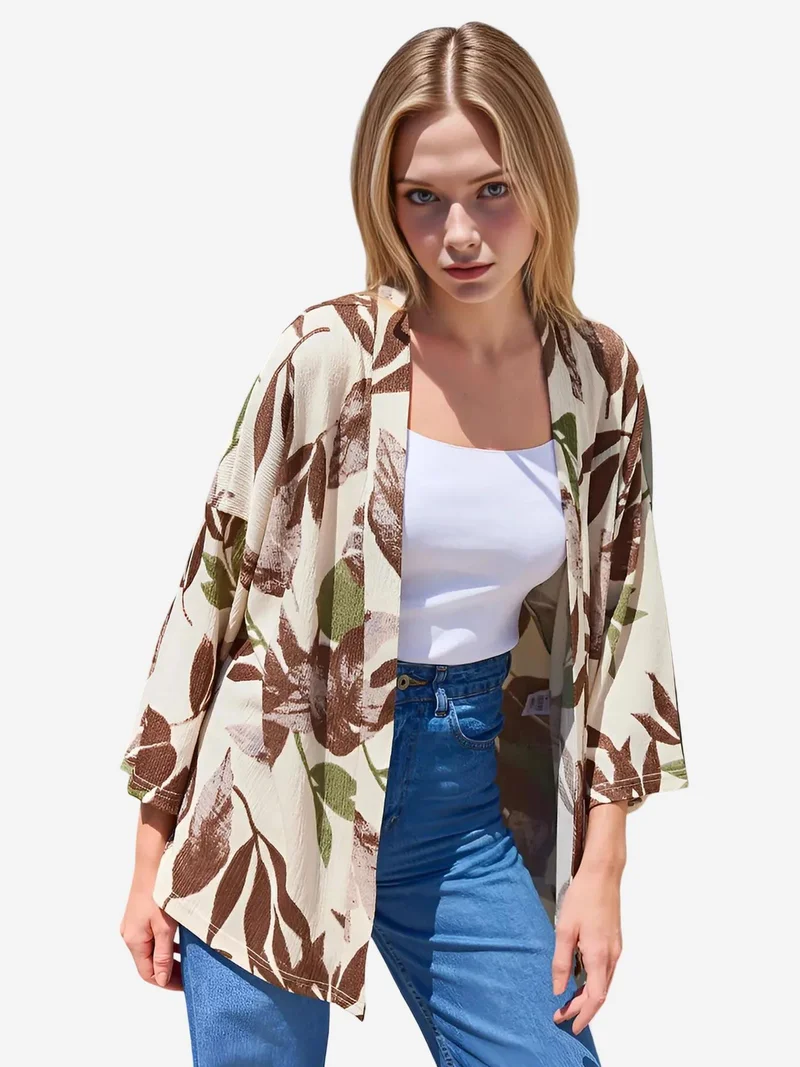 BIG DART BDART Textured Loose Fit Shawl Collar Kimono