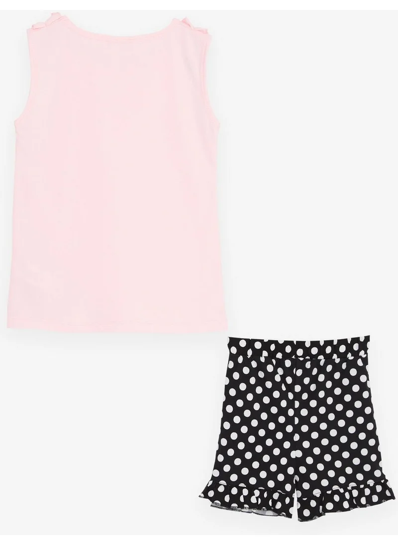 Breeze Girl's Shorts Set Polka Dots Bow Ruffles Age 4-8, Neon Pink