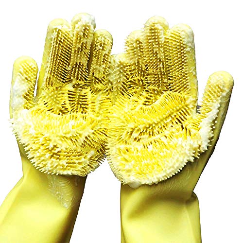 HomeFast Magic Silicone Dishwashing Gloves Cleaning Scrubbing-Dish Wash Silicone Gloves Great for Washing Dish,Kitchen,Car,Bathroom and More... (Yellow) - Image 5