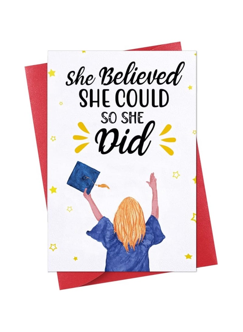 Graduation Card for Her 4"x6"She Believed She Could So She Did Graduation Gift Cards Congratulations 2024 Graduation Greeting Cards for Her High School College Graduates Girls Daughter Women