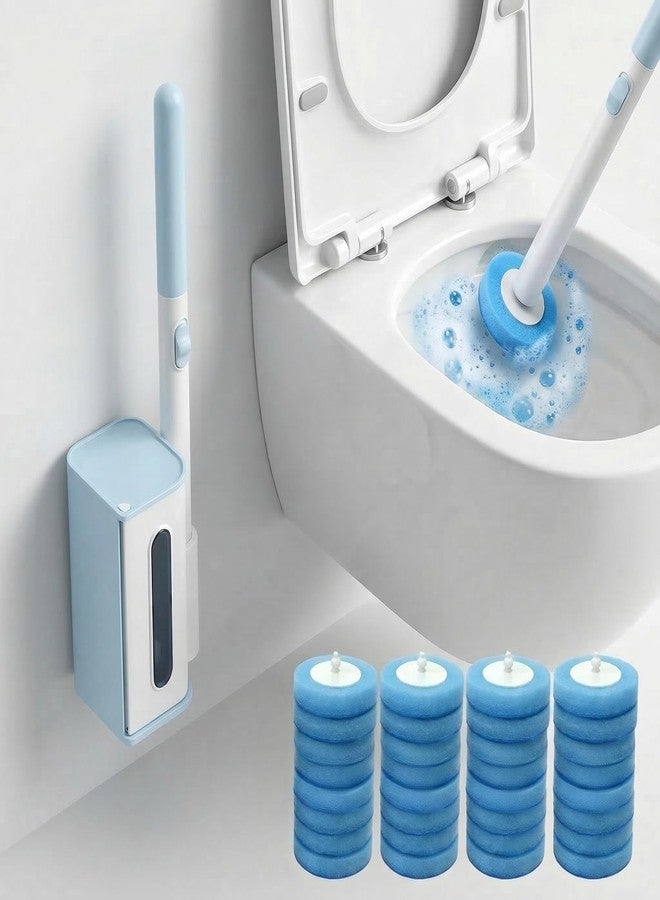 KZKR Disposable Toilet Bowl Cleaner Wand, Compact Toilet Brush and Holder with 32 Pre-Loaded Cleaner Refills, Wall-Mounted Disposable Toilet Brush Ideal for RV, Camper and Small Bathroom - Image 1