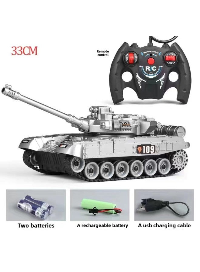 Children's Remote Control 5-way 9-way Crawler Large Tank Model With Light Music USB Package Electric Cross-country Armored Vehicle-Color:NF778YB Five-way Crawler Silver-Specifications:1 Set Of 3.7V Rechargeable Batteries - Image 1