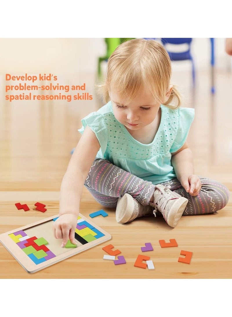 3D Wooden Jigsaw Puzzle, Montessori Stacking Blocks, Educational Tetris Game, Brain Teasers Toy for Kids - Image 4