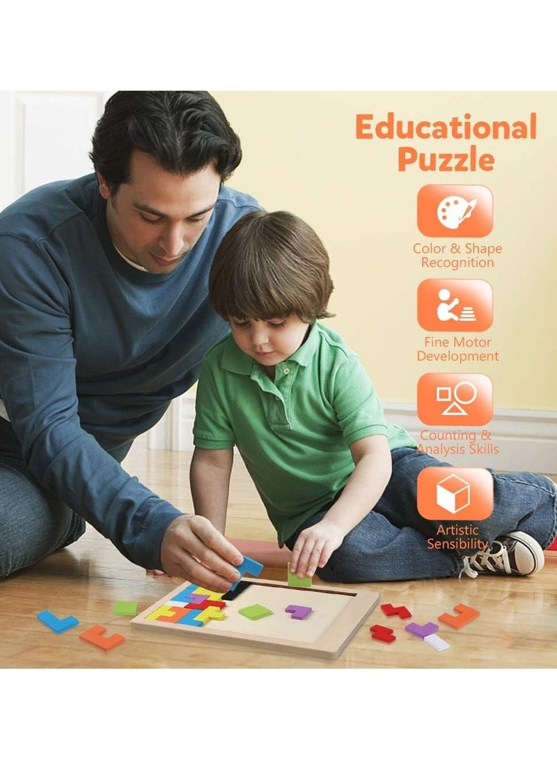 3D Wooden Jigsaw Puzzle, Montessori Stacking Blocks, Educational Tetris Game, Brain Teasers Toy for Kids - Image 3