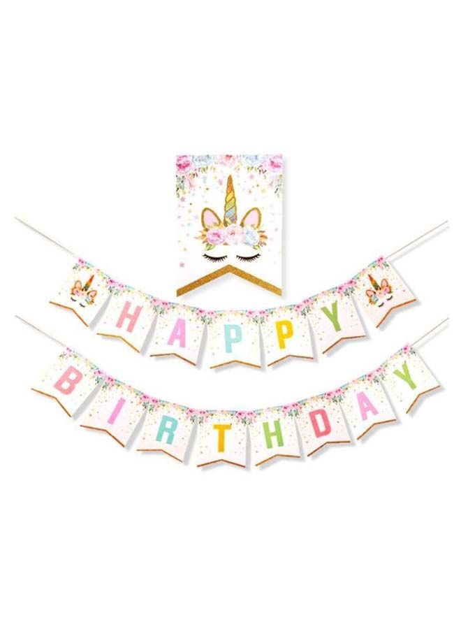 NIBEMINENT Unicorn Theme Happy Birthday Letter Party Decoration Banner - Image 1