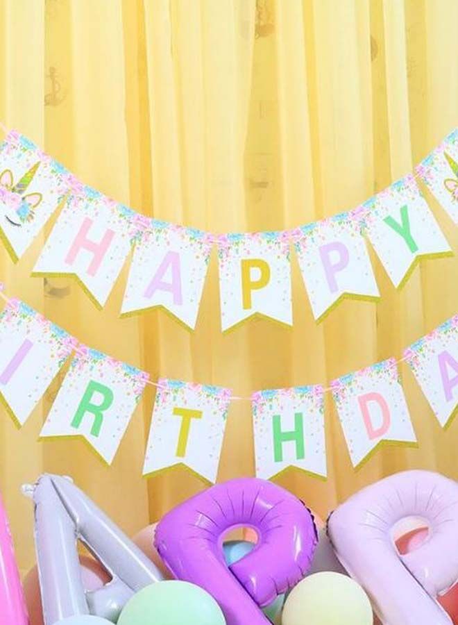 NIBEMINENT Unicorn Theme Happy Birthday Letter Party Decoration Banner - Image 2