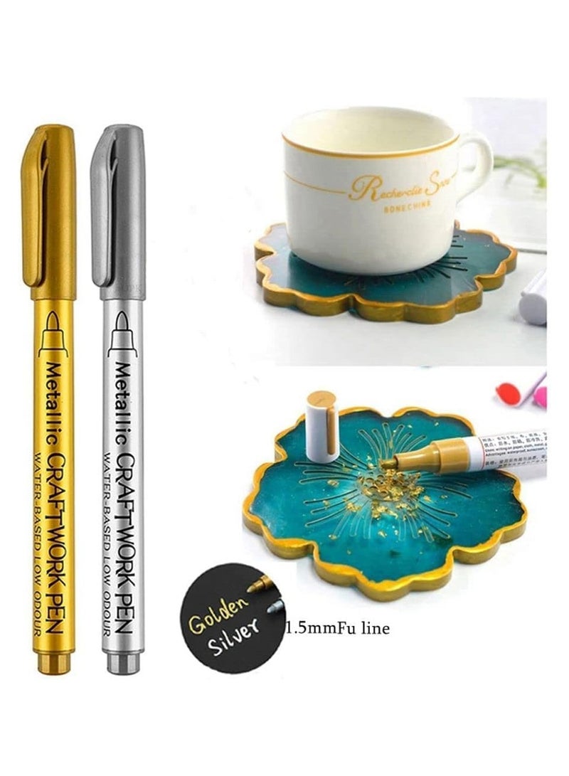 Winner 6Pc Marker Pens Plastic Permanent Marker Pen Highlighter Craftwork Paint Markers Pens Gold Silver Resin Mold Pen DIY Doodling Art Supplies,Permanent Markers,Writing - Image 3