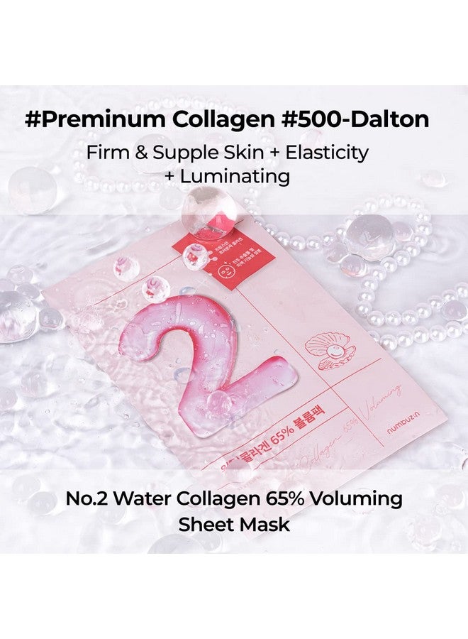 numbuzin numbuzin No.2 Water Collagen 65% Voluming Sheet Mask | Premium Collagen Face Mask | Firm, Supple Skin, Adenosine, Niacinamide, Peptide | Enhances Elasticity, Radiance, Hydration | Korean Skincare - Image 2
