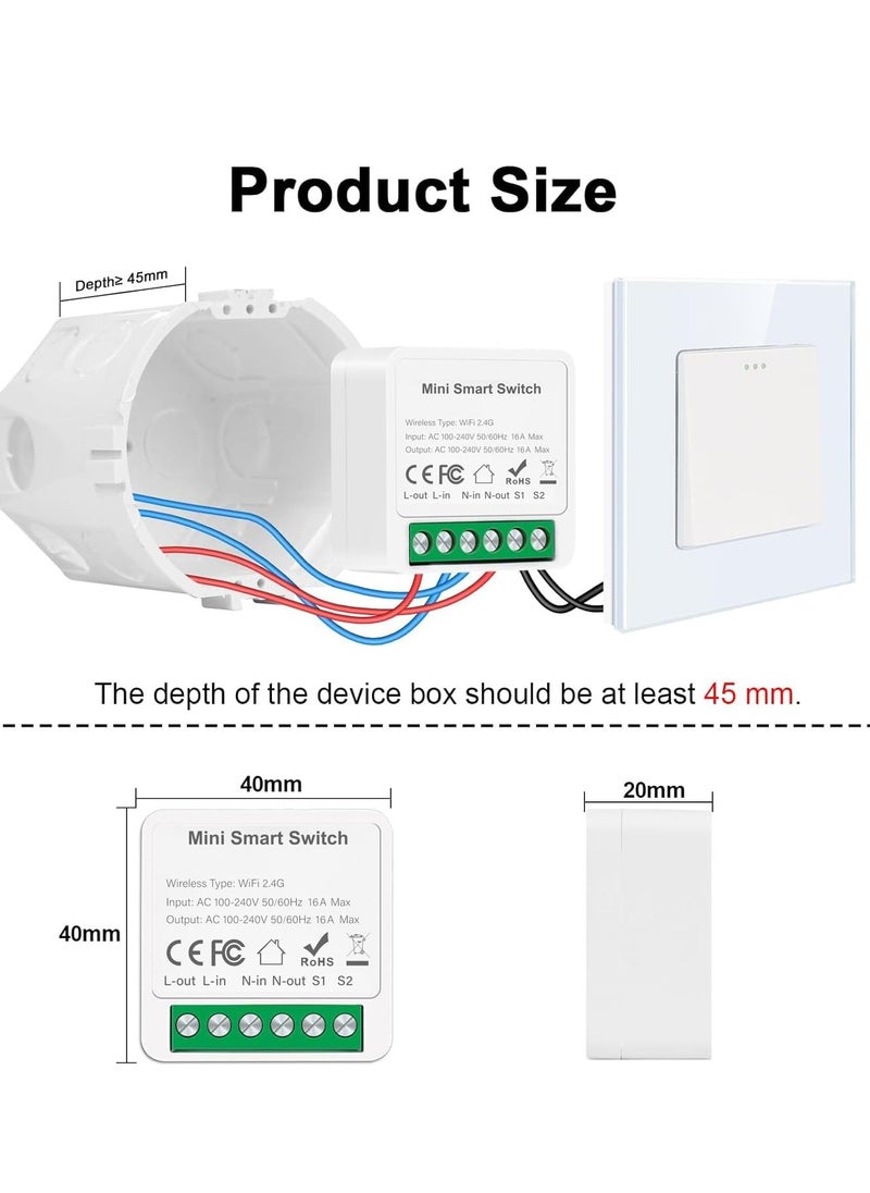 Generic - wifi smart switch module,Mini Smart Relay Switch,16A Universal Breaker Timer Switch Works with Alexa,Voice Control,Timer Function (Tuya 1 Gang, 4 pack) - Image 1