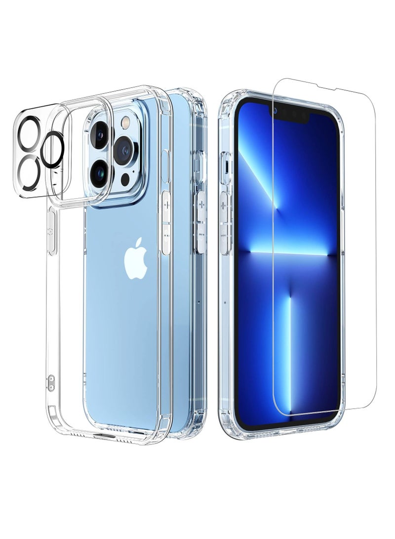 DUSALA [5 in 1 Designed for iPhone 13 Pro Max Clear Case with Screen Protector[2 Pack] +Camera Lens Protector[2 Pack], Military Grade Drop Protection Transparent Cover 6.7 Inch - Image 1