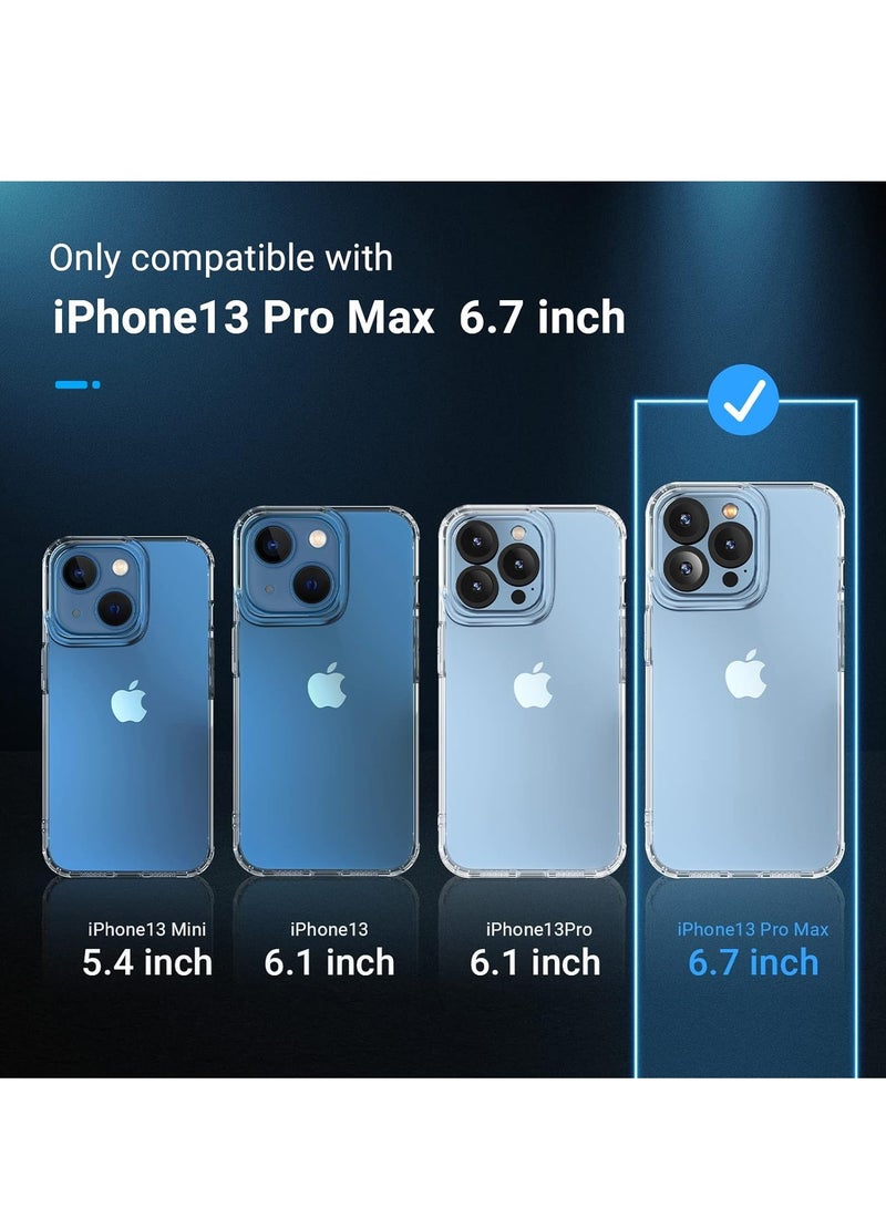 DUSALA [5 in 1 Designed for iPhone 13 Pro Max Clear Case with Screen Protector[2 Pack] +Camera Lens Protector[2 Pack], Military Grade Drop Protection Transparent Cover 6.7 Inch - Image 2