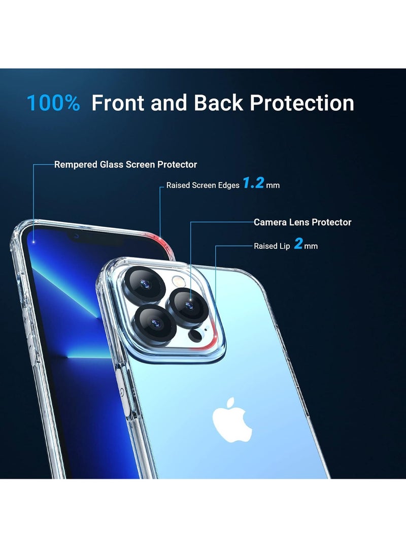 DUSALA [5 in 1 Designed for iPhone 13 Pro Max Clear Case with Screen Protector[2 Pack] +Camera Lens Protector[2 Pack], Military Grade Drop Protection Transparent Cover 6.7 Inch - Image 4