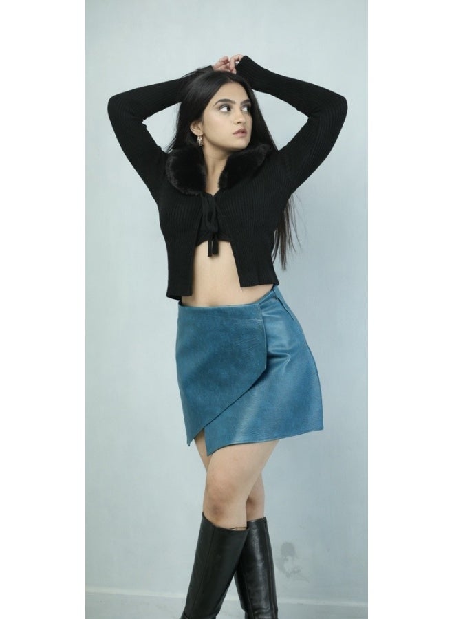 Bold Chic تنورة ملفوفة باللون الأزرق الفاتح للنساء - Image 1