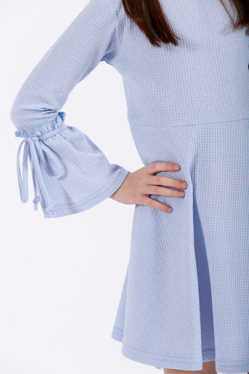 Zepkids Girl Blue Long Sleeve Dress  - Image 5