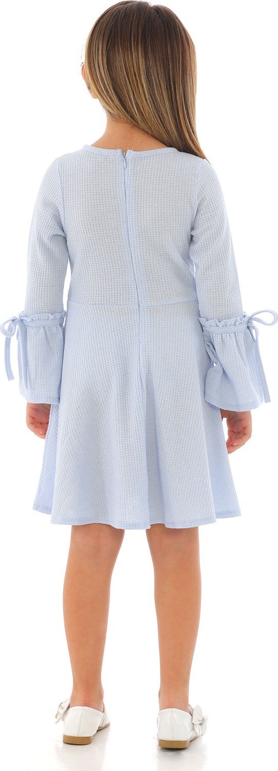 Zepkids Girl Blue Long Sleeve Dress  - Image 4