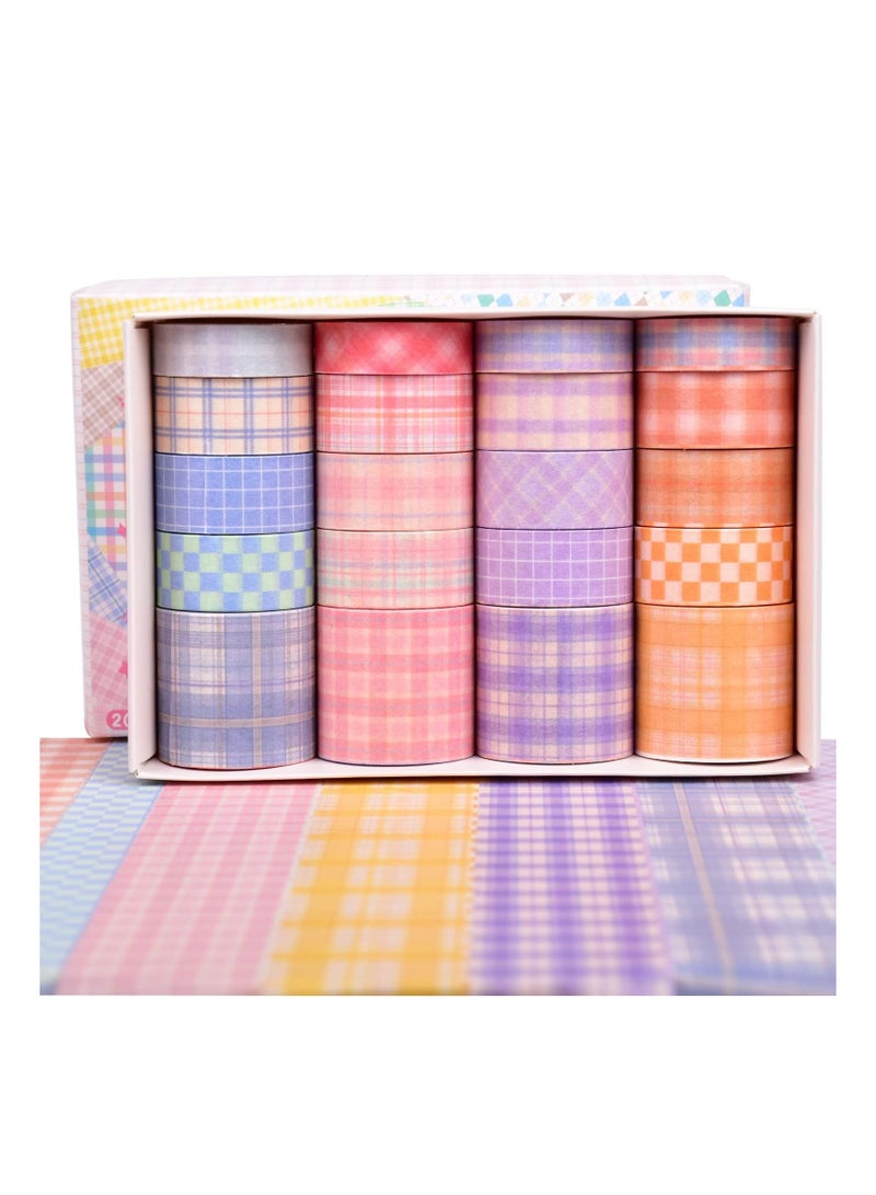 سيوسي مجموعة أشرطة واشي شبكية 20 لفة ، مجموعات أشرطة إخفاء زخرفية ملونة وجمالية لسجلات القصاصات ، والمذكرات ، وحرف الأطفال اليدوية ، ومستلزمات سكرابوكينغ - Image 1