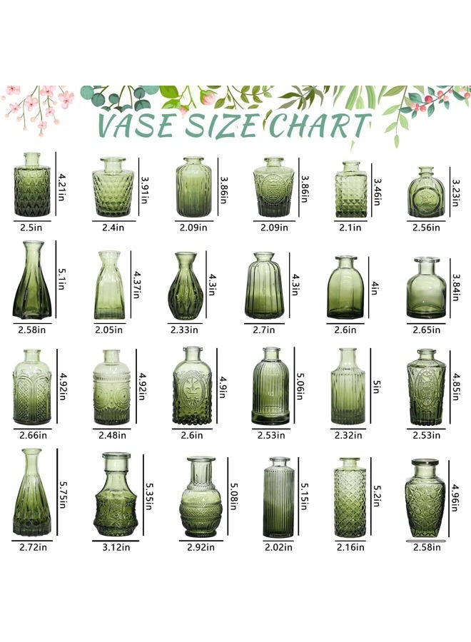 SUPMIND Bud Vase Set of 24, Green Bud Vases in Bulk, Small Flower Vases for Centerpieces, Mini Vintage Vase for Rustic Wedding, Home,Table Decoration - Image 2