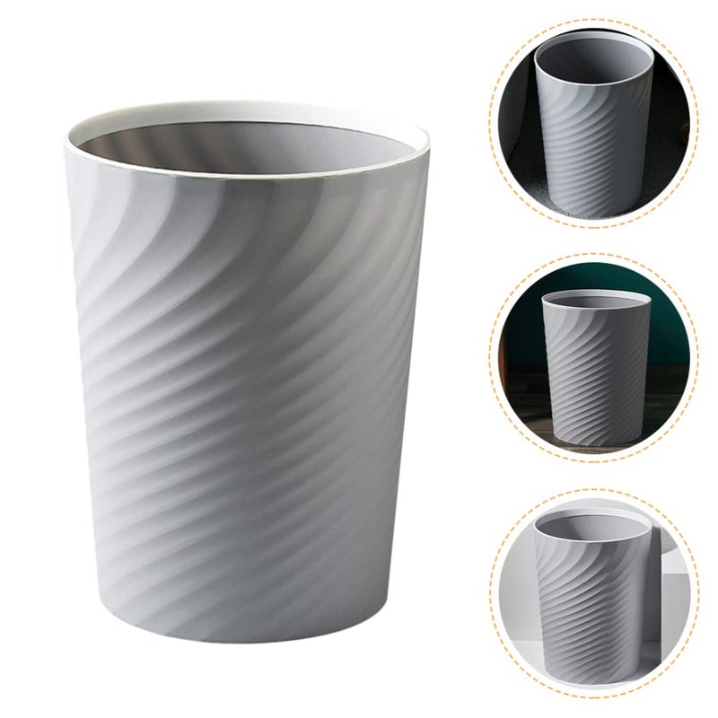 woobles Round Plastic Small Trash Can Wastebasket, Garbage Container Bin 12 L/ 3.1 Gallon Capacity (Grey) Grey - Image 1