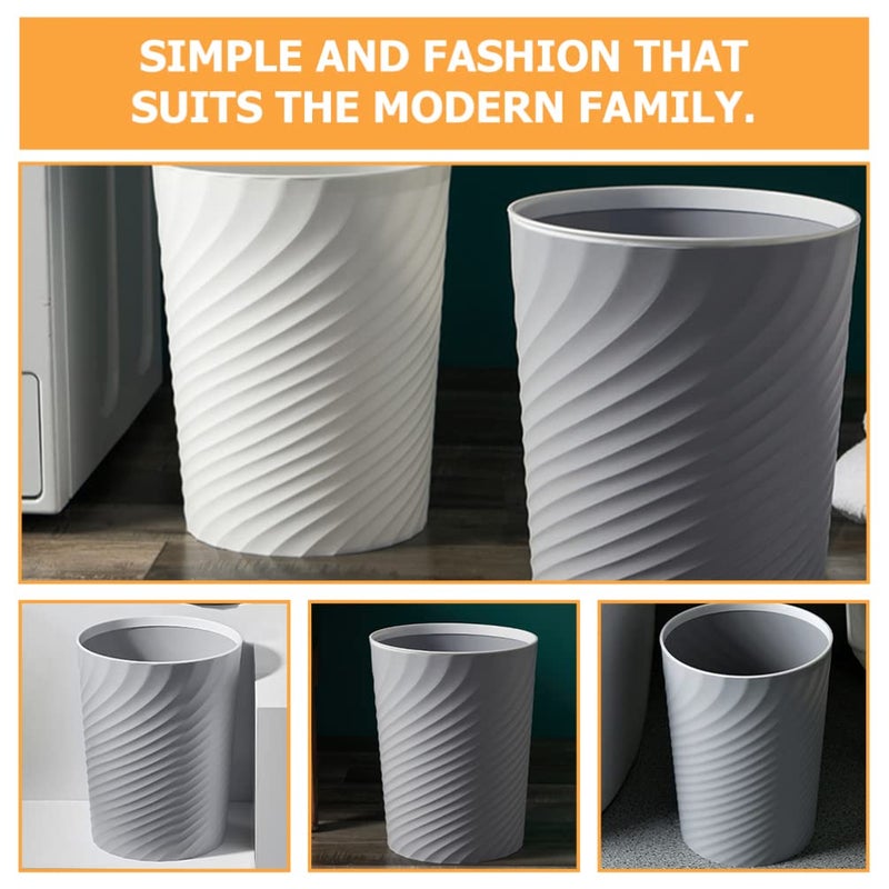 woobles Round Plastic Small Trash Can Wastebasket, Garbage Container Bin 12 L/ 3.1 Gallon Capacity (Grey) Grey - Image 4