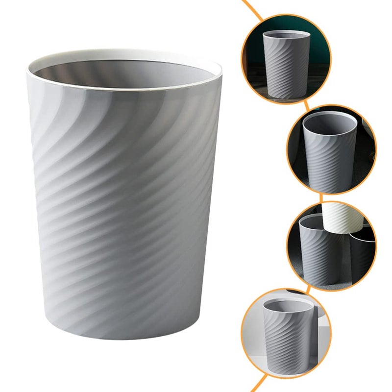 woobles Round Plastic Small Trash Can Wastebasket, Garbage Container Bin 12 L/ 3.1 Gallon Capacity (Grey) Grey - Image 5