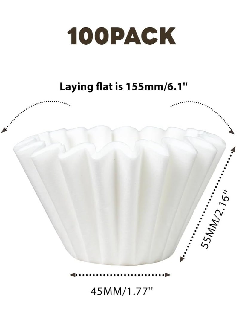 1-2 كوب صغيرة مرشحات القهوة,100 العد القابل للتصرف سلة ورقة مرشح القهوة,متوافق مع Kalita موجة قطرة 155 سلسلة,واحد يقدم وعاء القهوة,صب فوق وتقطر صانع القهوة - Image 2