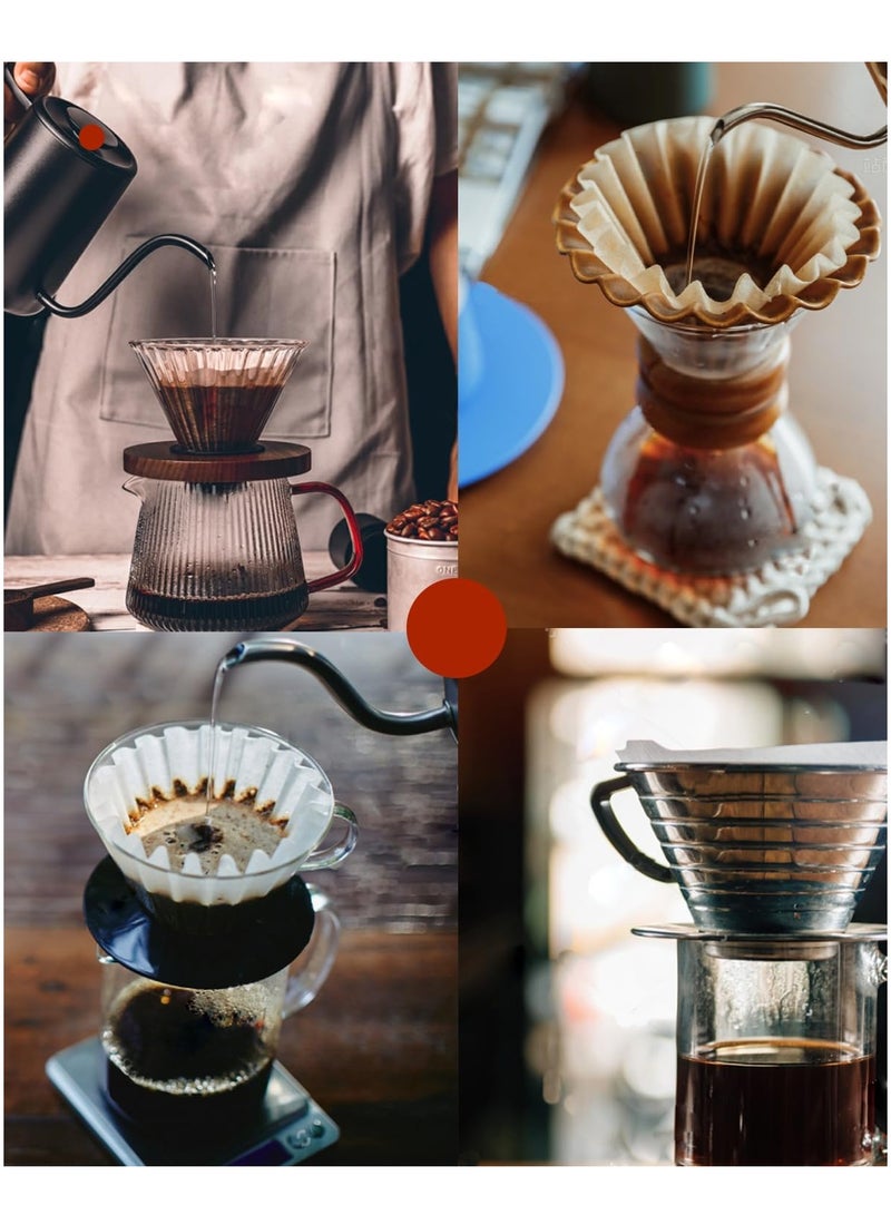 1-2 كوب صغيرة مرشحات القهوة,100 العد القابل للتصرف سلة ورقة مرشح القهوة,متوافق مع Kalita موجة قطرة 155 سلسلة,واحد يقدم وعاء القهوة,صب فوق وتقطر صانع القهوة - Image 5