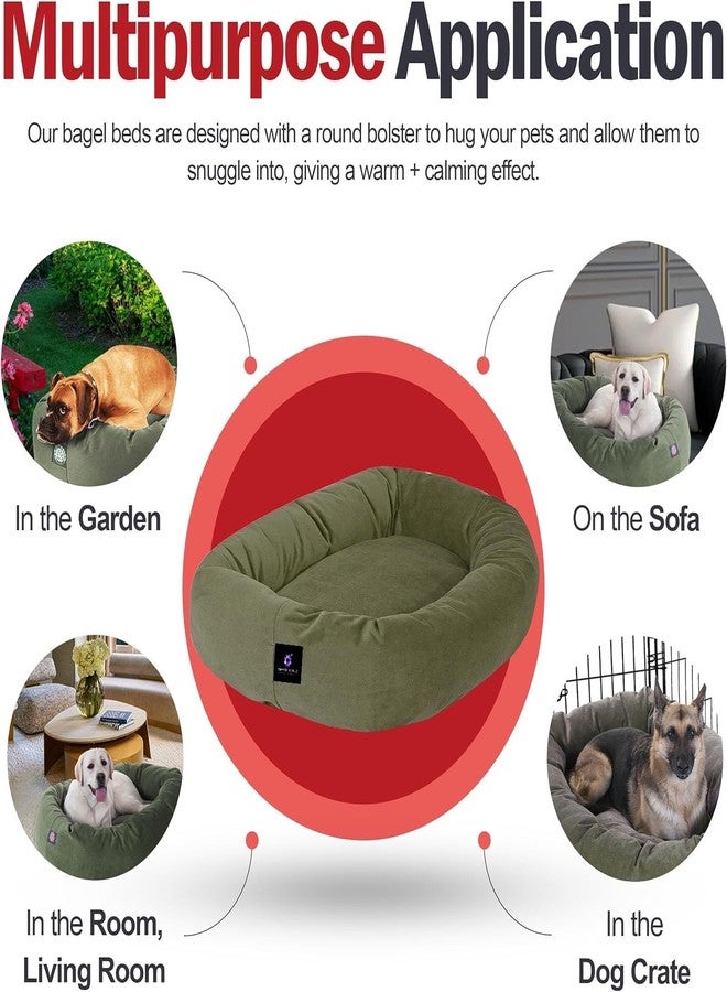 Empire World Dog Ultra Soft Velvet and Fiber Filled Durable & Comfort Bagel Pet Bed with Non-Woovwn Base,ozy Soft Round Dog Bed with Spine Support for Dogs to Rest Their Head. (Grey, S) - Image 5