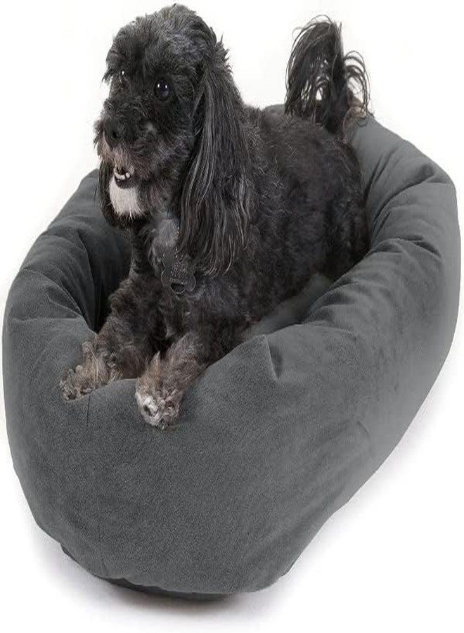 Empire World Dog Ultra Soft Velvet and Fiber Filled Durable & Comfort Bagel Pet Bed with Non-Woovwn Base,ozy Soft Round Dog Bed with Spine Support for Dogs to Rest Their Head. (Grey, S) - Image 1
