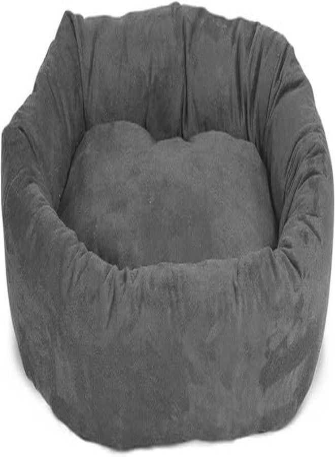 Empire World Dog Ultra Soft Velvet and Fiber Filled Durable & Comfort Bagel Pet Bed with Non-Woovwn Base,ozy Soft Round Dog Bed with Spine Support for Dogs to Rest Their Head. (Grey, S) - Image 2