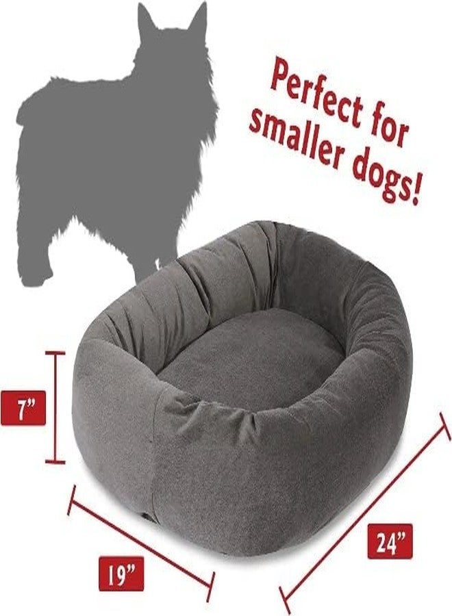 Empire World Dog Ultra Soft Velvet and Fiber Filled Durable & Comfort Bagel Pet Bed with Non-Woovwn Base,ozy Soft Round Dog Bed with Spine Support for Dogs to Rest Their Head. (Grey, S) - Image 4