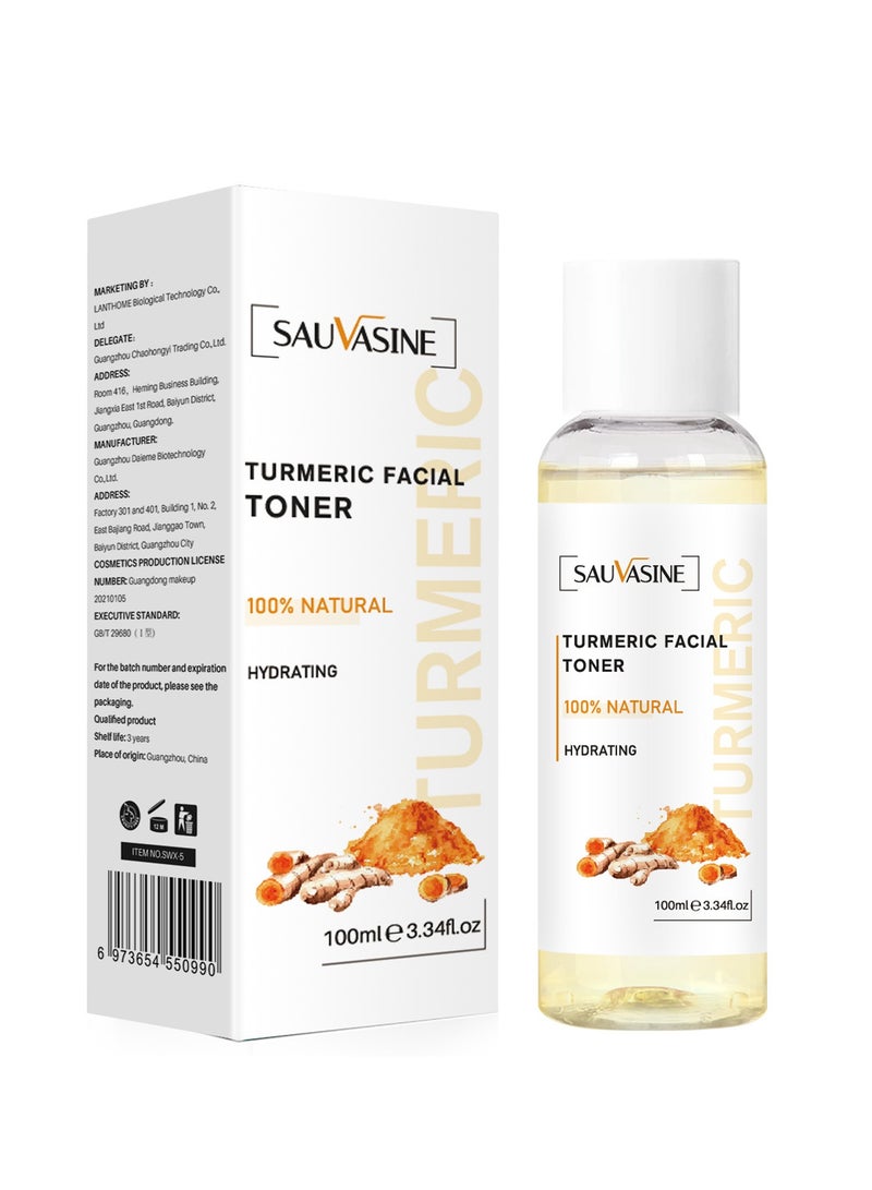 SAUVASINE Brightening Toner for Face, Turmeric Dark Spot Toner, Ginger + Turmeric Vitamin C Facial Toner with Soothing & Calming Turmeric, Hydrates and Visibly Smooths Skin, Turmeric Cleanses Skin, Fights Acne 100ml - Image 1