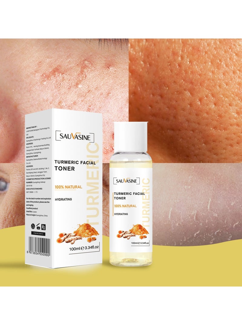 SAUVASINE Brightening Toner for Face, Turmeric Dark Spot Toner, Ginger + Turmeric Vitamin C Facial Toner with Soothing & Calming Turmeric, Hydrates and Visibly Smooths Skin, Turmeric Cleanses Skin, Fights Acne 100ml - Image 3