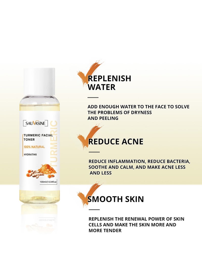 SAUVASINE Brightening Toner for Face, Turmeric Dark Spot Toner, Ginger + Turmeric Vitamin C Facial Toner with Soothing & Calming Turmeric, Hydrates and Visibly Smooths Skin, Turmeric Cleanses Skin, Fights Acne 100ml - Image 5