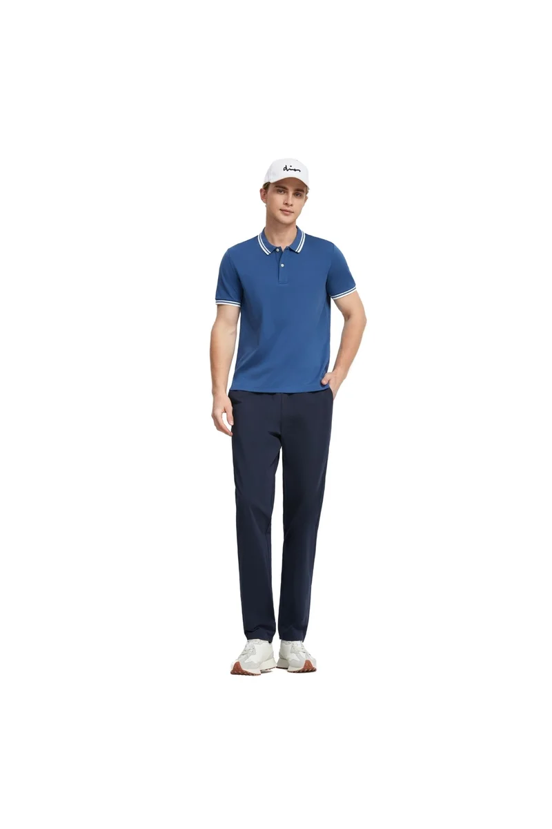 GIORDANO Men's Blue Regular Fit Polo Shirt