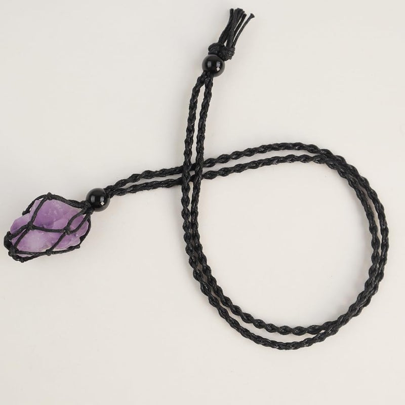 Anjiucc Natural Amethyst Cluster Pendant Necklace, Unisex Adult, Purple, No Metal Type, 30 Inches, 1 Count, Cluster Setting, Cabochon Cut, 1 Stone, All Genders, All Ages - Image 4