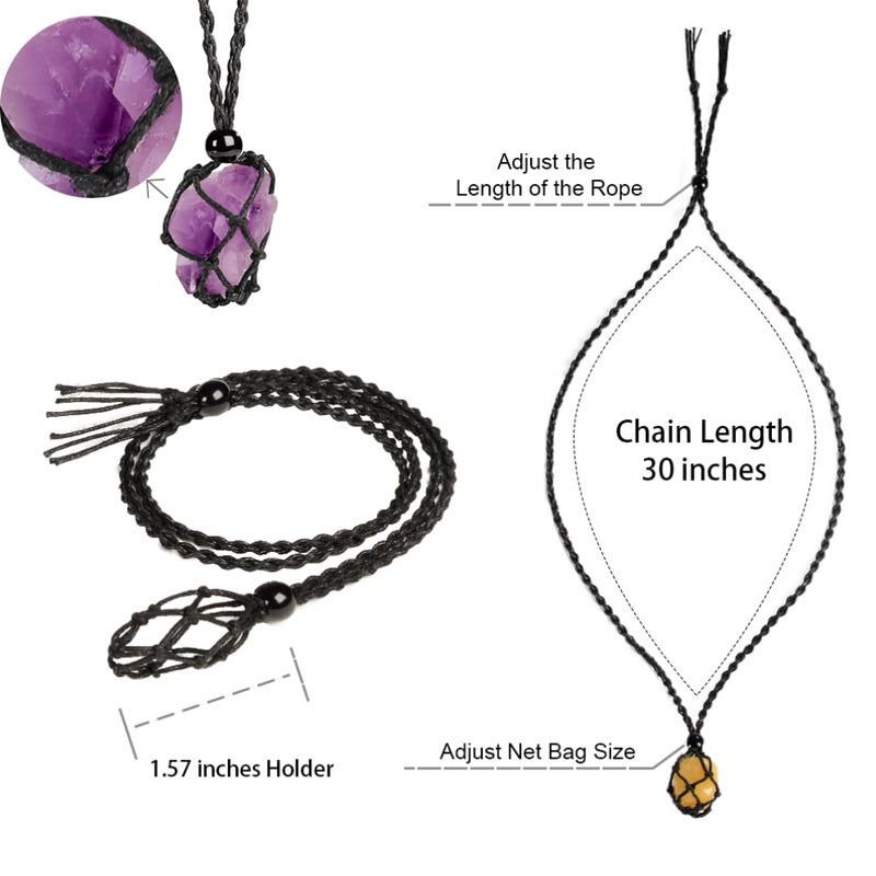 Anjiucc Natural Amethyst Cluster Pendant Necklace, Unisex Adult, Purple, No Metal Type, 30 Inches, 1 Count, Cluster Setting, Cabochon Cut, 1 Stone, All Genders, All Ages - Image 2