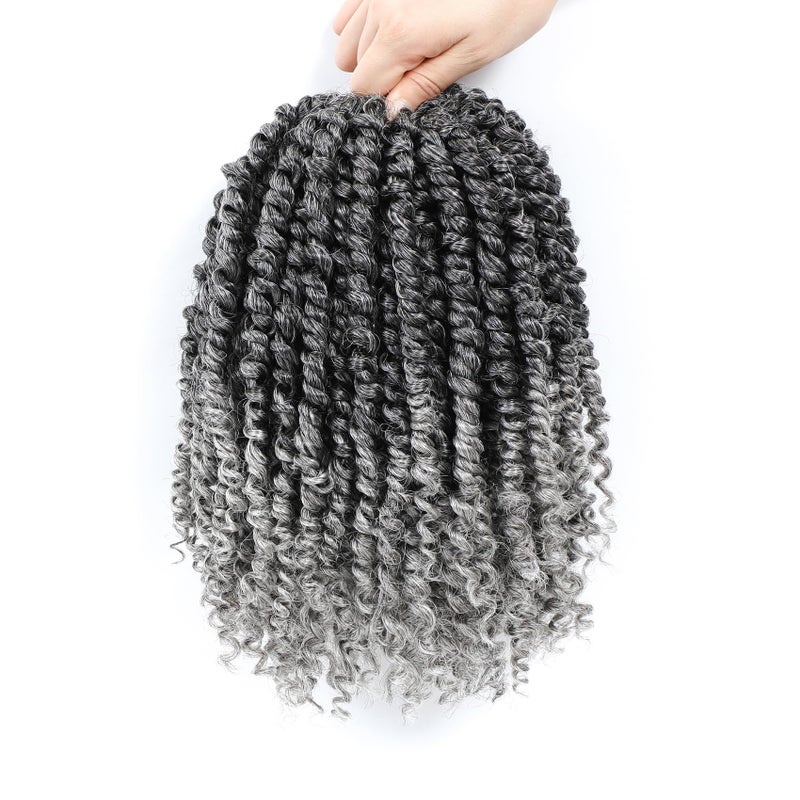 Karida Passion Twist Hair 10 Inch 8 Packs, Pre Twisted Passion Twist Crochet Hair For Black Women, Pre Looped Passion Twist Curly Crochet Hair, Short Crochet Passion Twist Hair (10 Inch (Pack of 8), Gray#) - Image 1