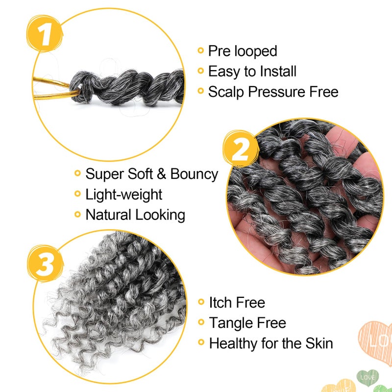Karida Passion Twist Hair 10 Inch 8 Packs, Pre Twisted Passion Twist Crochet Hair For Black Women, Pre Looped Passion Twist Curly Crochet Hair, Short Crochet Passion Twist Hair (10 Inch (Pack of 8), Gray#) - Image 4