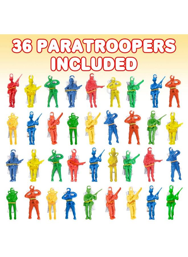 ArtCreativity Mini Paratroopers With Parachutes Bulk Pack Of 36 Vinyl Parachute Men Toy In Assorted Colors Durable Plastic Army Guys Playset Fun Parachute Party Favors For Boys And Girls - Image 3