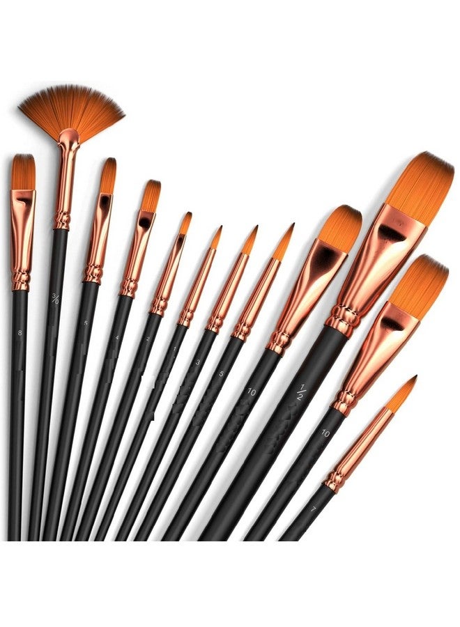 Eclet Craft Painting Brushes Set of 12 Professional Round Pointed Tip Nylon Hair Artist Acrylic Paint Brush for Acrylic/Watercolor/Oil Painting(N)