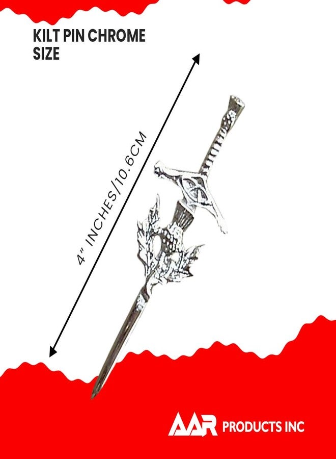 AAR B New Thistle Badge Kilt Pin Chrome Plated Finish Highland Wear Kilt Accessory - Image 3